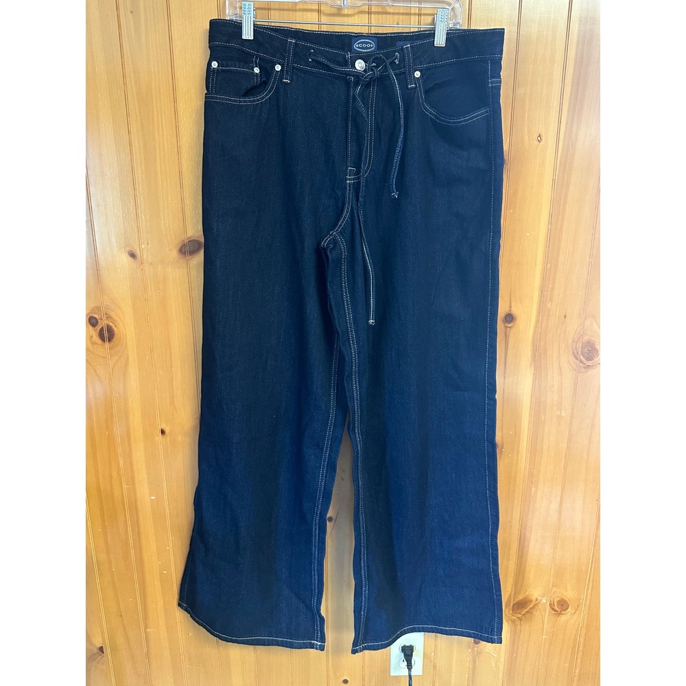 Scoop‎ Womens Dark Wash Wide Leg Drawstring Denim Jeans Size 10 SCDN9552MSP25AL